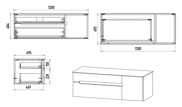 Тумба под раковину Misty Роял 120 П-Роя-01120-011П2Я