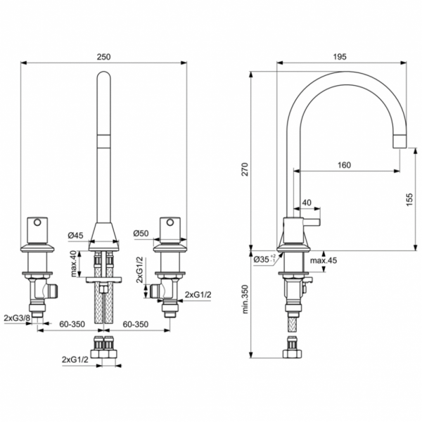 Смеситель для раковины Ideal Standard CERALINE BC196AA