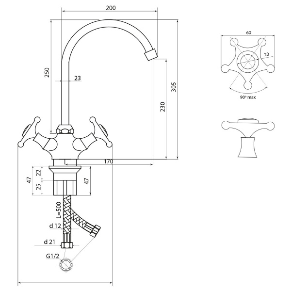 Смеситель Славен для кухни Город И (СЛ-ДВ-И22)
