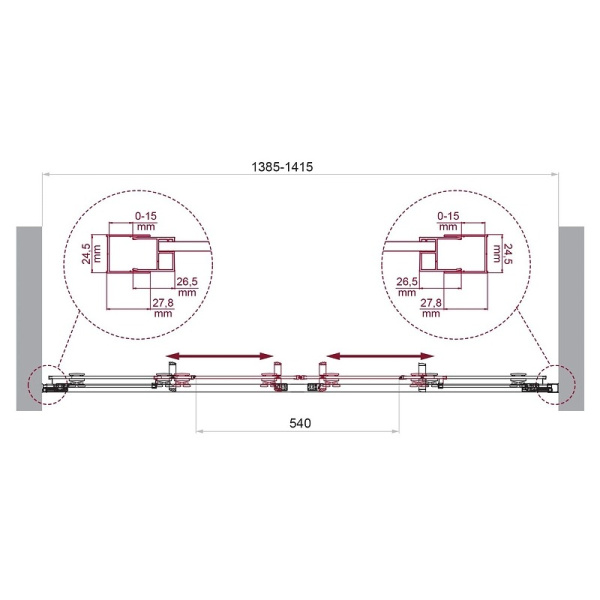 Душевая дверь BelBagno Luce LUCE-BF-2-140-C-Cr