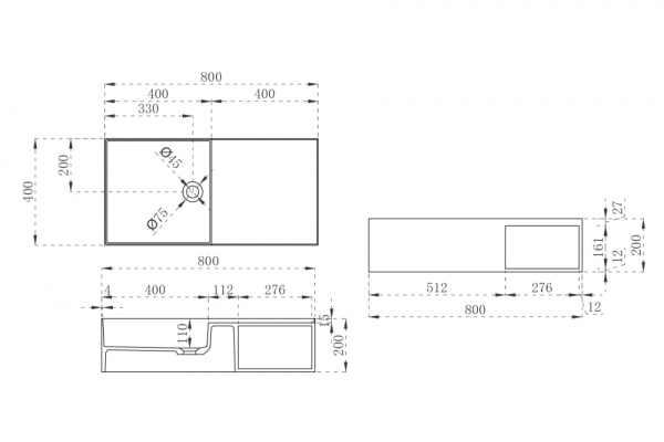 Тумба с раковиной ABBER Stein AS2649-0.8 подвесная, белая матовая
