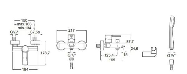 Смеситель для ванны Roca Targa A5A0160C02
