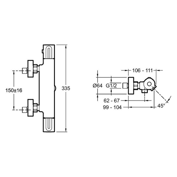 Смеситель термостатический для душа Jacob Delafon Metro E21768-BL