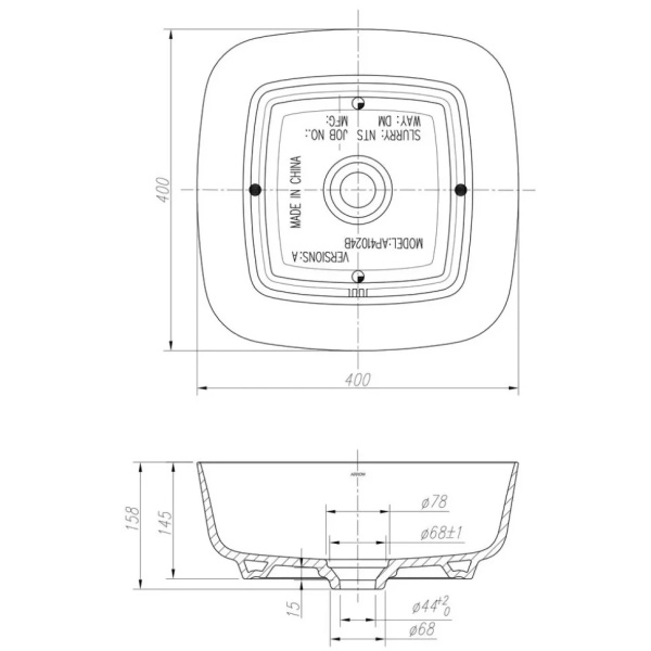 Раковина накладная ARROW AP41024B-A, белый