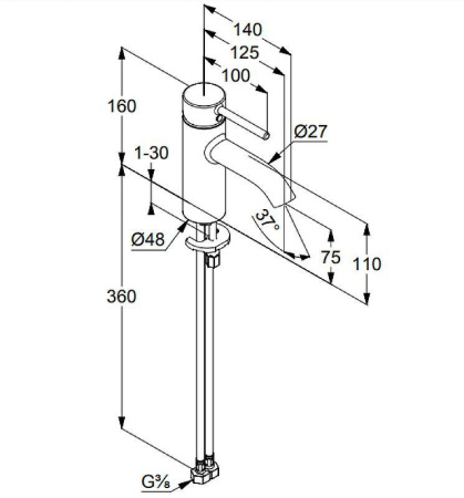 Смеситель для раковины Kludi Bozz 38272N076