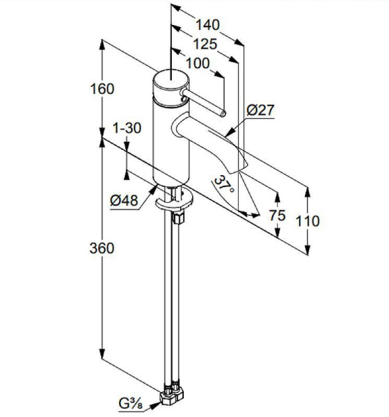 Смеситель для раковины Kludi Bozz 38272N076