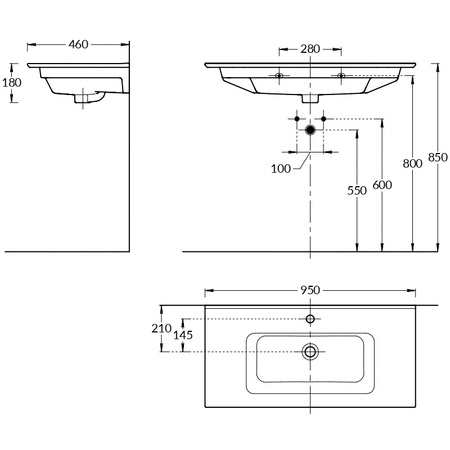 Раковина подвесная (95х46) Kerama Marazzi Piano PI.wb.95