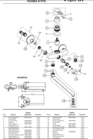 Смеситель для ванны универсальный Vidima Hype BA400AA