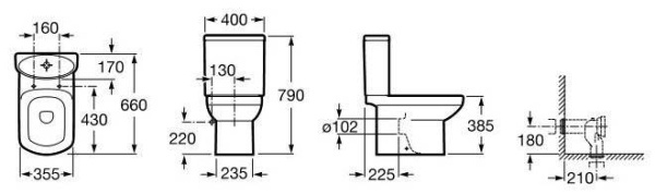 Унитаз Roca Dama Senso 7.3425.1.700.0