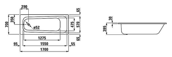 Стальная ванна Laufen Pro 2.2495.3.000.040.1 Стальная ванна Laufen Pro 2.2495.3.000.040.1