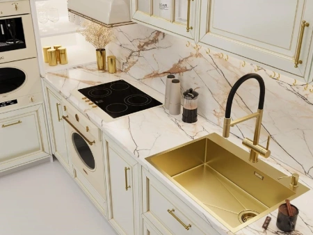 Кухонная мойка (66х50) EMAR EMB-660(TOP) PVD Golden