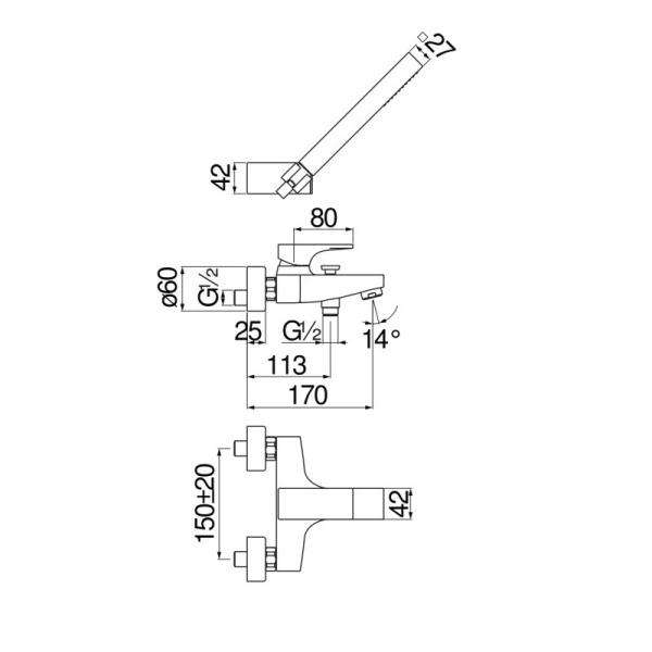 Смеситель для ванны Nobili Seven SE124110CR