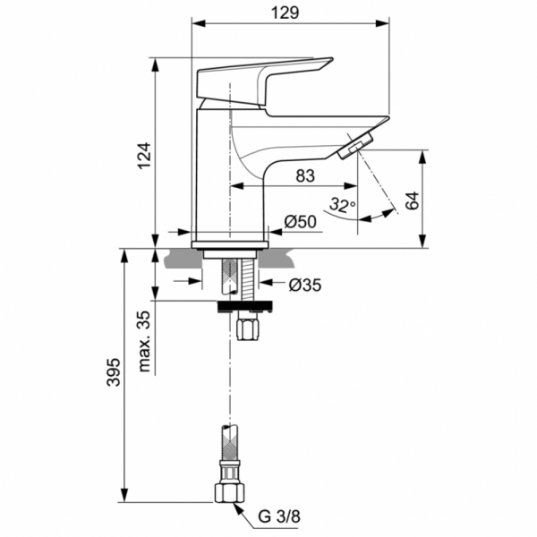 Смеситель для раковины Ideal Standard Tesi Piccolo A6568AA
