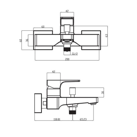 Cмеситель для ванны Villeroy & Boch Architectura Square TVT125001000K5