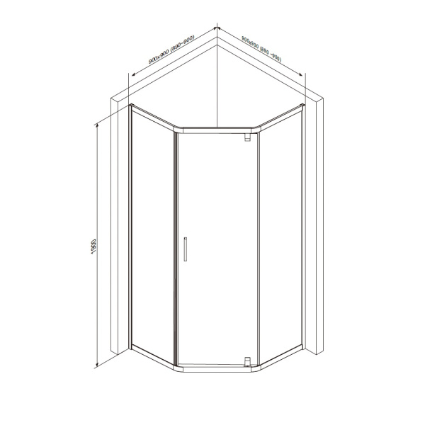 Душевой уголок (90х90) Am.Pm Gem 5-corner Pivot W90G-405-090MT