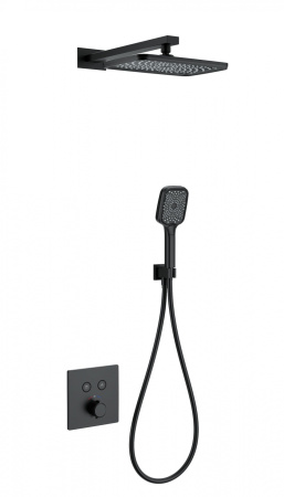 Душевая система с термостатом встраиваемая WONZON & WOGHAND, черный матовый WW-D2017-B-MB