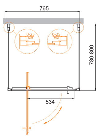 Душевой уголок (80х80) CEZARES MOLVENO MOLVENO-BA2-80/80-C-Cr-IV