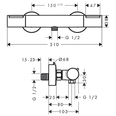 Термостат для душа Hansgrohe Ecostat Element 13346000 хром