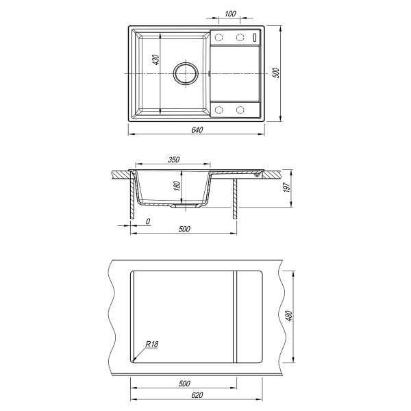 Кухонная мойка Lemark IMANDRA 640  серый шёлк 9910023