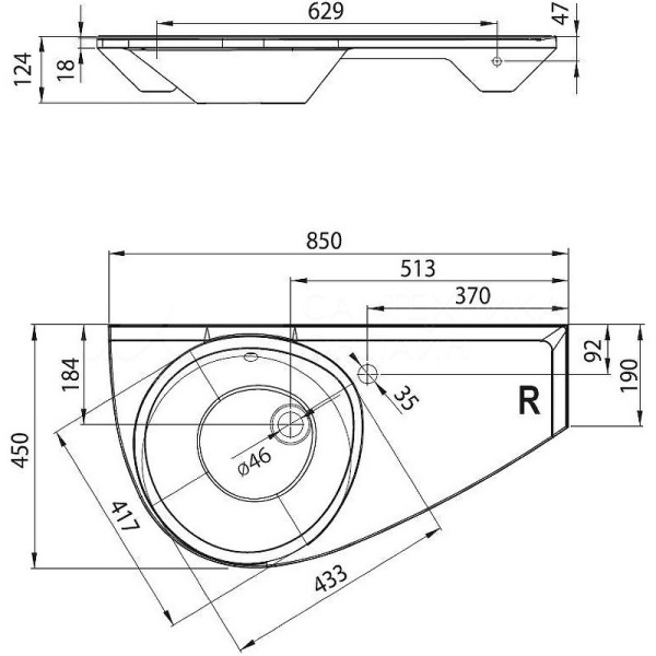 Раковина подвесная Ravak Avocado 85 P XJ1P1100000
