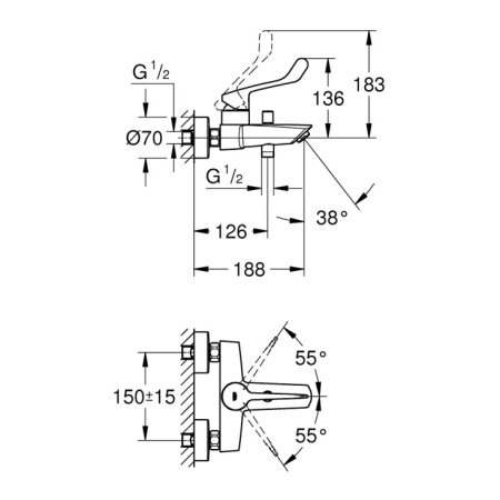 Смеситель для ванны Grohe Eurosmart New 25243 003 (25243003) хром