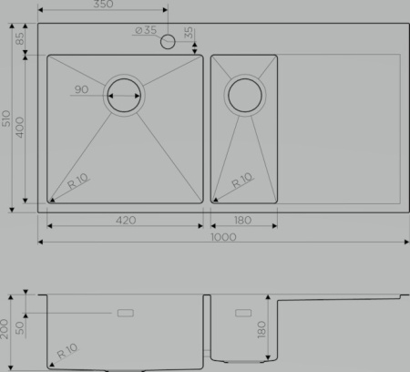 Мойка Omoikiri Akisame 100-2-LG-R 4973090