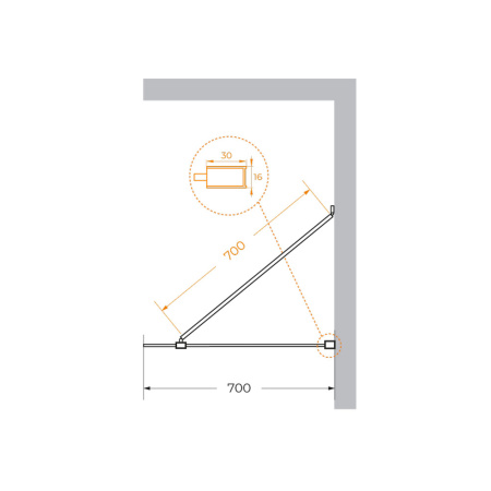 Душевая перегородка 70 см CEZARES LIBERTA LIBERTA-L-1-TB-70-C-NERO