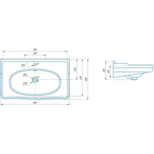 Раковина (86х50,5) Grossman Модерн 85 30588