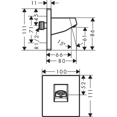 Кронштейн для верхнего душа 80 мм Hansgrohe Pulsify 24139670 черный матовый