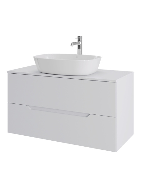 Тумба с раковиной подвесная 100 см, Orange Line Li-100TuwMDF+B08-500W белый