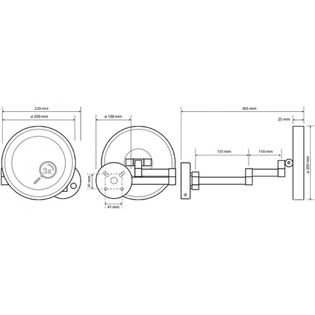 Косметическое зеркало со светодиодной подсветкой Bemeta 116101142