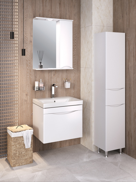 Тумба под раковину Runo подвесная белая (под умывальник Moduo 60 ) Афина 60 (00-00001204)