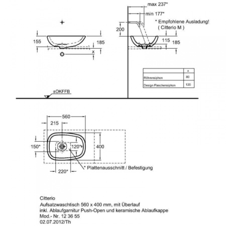 Накладная раковина Geberit Citterio 500.543.01.1