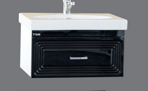 Подвесная тумба Misty Европа 90 черная + раковина