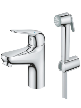 Смеситель для раковины с гигиеническим душем Grohe Euroeco New 24264 001 (24264001) хром