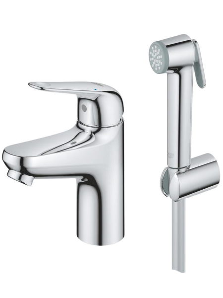 Смеситель для раковины с гигиеническим душем Grohe Euroeco New 24264 001 (24264001) хром