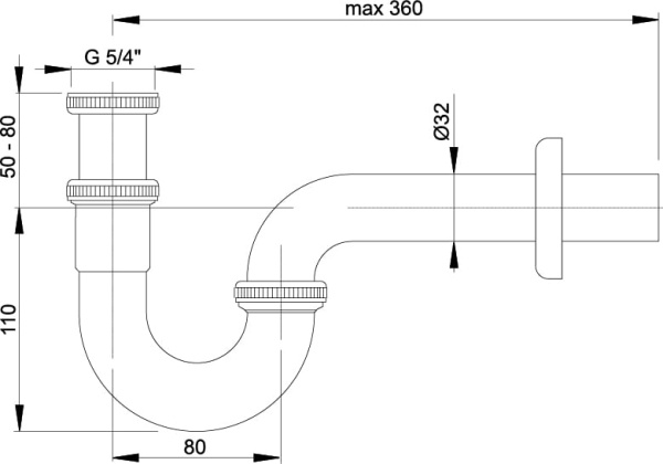 Сифон для биде AlcaPlast A45F Ø32