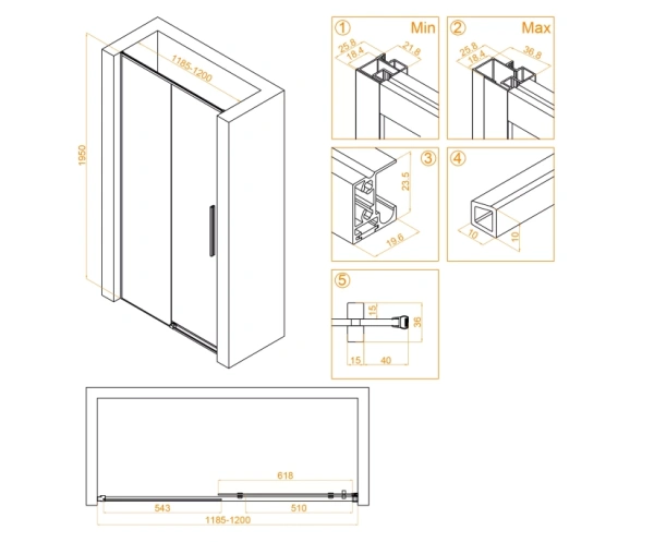 Душевая дверь 120 см RGW Stilvoll SV-12 G 32321212-16 прозрачное
