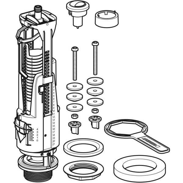 Сливной клапан Geberit тип 240, двойной смыв: Глянцевый хром 136.906.21.2