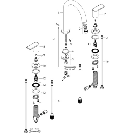 Смеситель для раковины с донным клапаном Hansgrohe Vernis Shape 71563670 черный матовый
