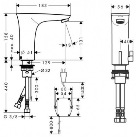 Смеситель для раковины электронный Hansgrohe PuraVida 15172000
