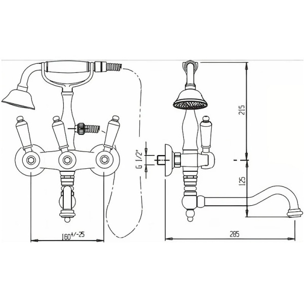 Смеситель для ванны Cezares First FIRST-PBV2-03/24-M