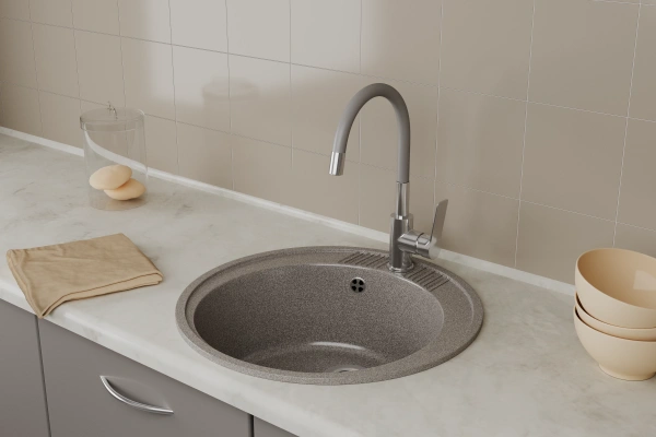 Смеситель для кухонной мойки с гибким изливом RUSH Siple SI7335-60Grey