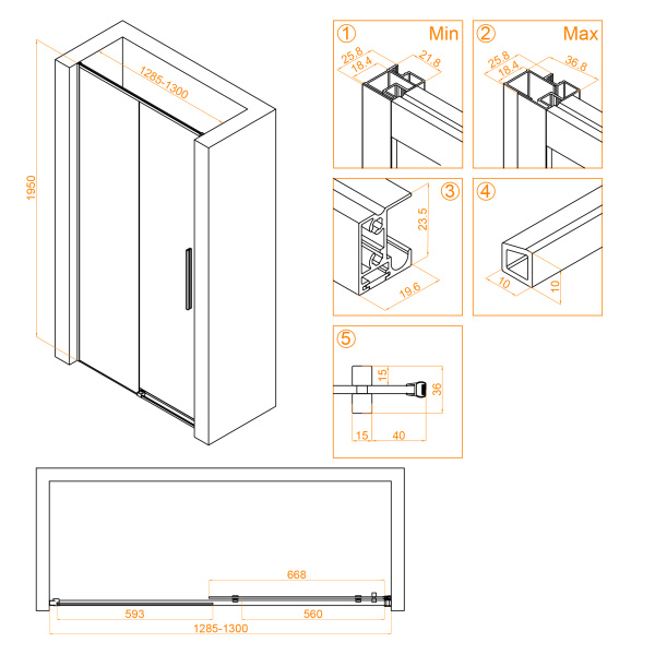 Душевая дверь 130 см RGW Stilvoll SV-12 B 32321213-14 прозрачное
