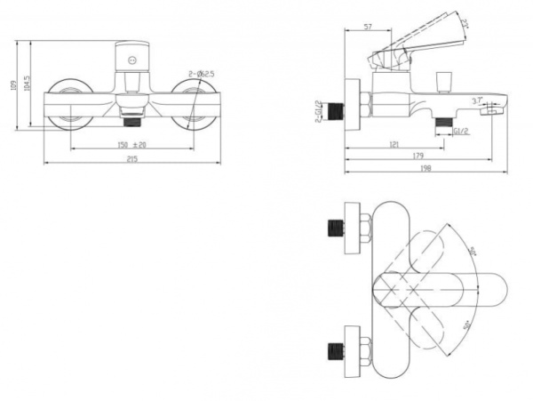 Смеситель для ванны BelBagno Ancora ANC-VASM-CRM