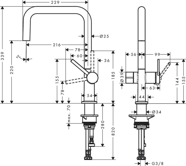 Кухонный смеситель Hansgrohe Talis M54 72807800, сталь