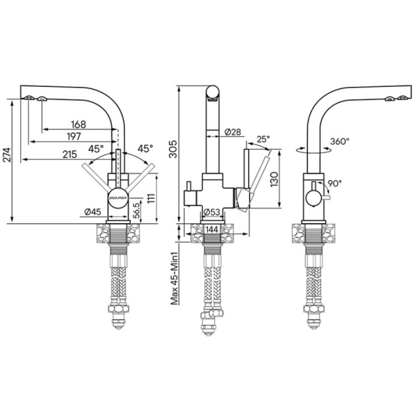 Смеситель для кухни с подключением к фильтру  Paulmark Essen Es213011-307 Смеситель для кухни с подключением к фильтру  Paulmark Essen Es213011-307