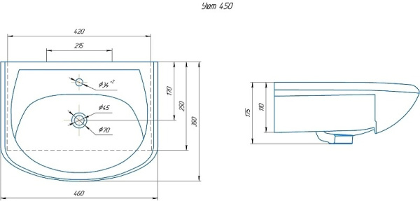 Раковина полувстраиваемая (45х45) Style Line Уют 45 ЛС-00000165