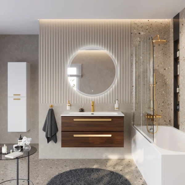 Тумба под раковину Cezares ECO-CER-N-1000-2C-SO-NCS-P Орех шоколад Софт без ручек