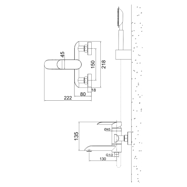 Смеситель для ванны Melana Paola 610604